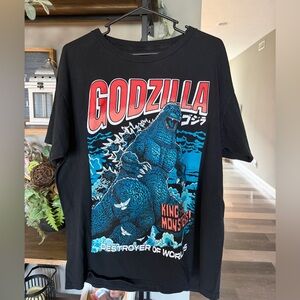 Ripple Junction Black Godzilla Logo Tee
